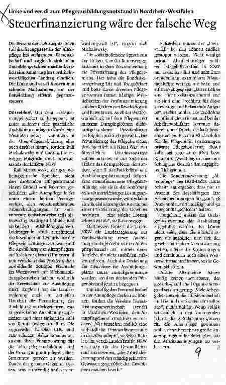 Vorschauseite 1: Steuerfinanzierung wäre der falsche Weg