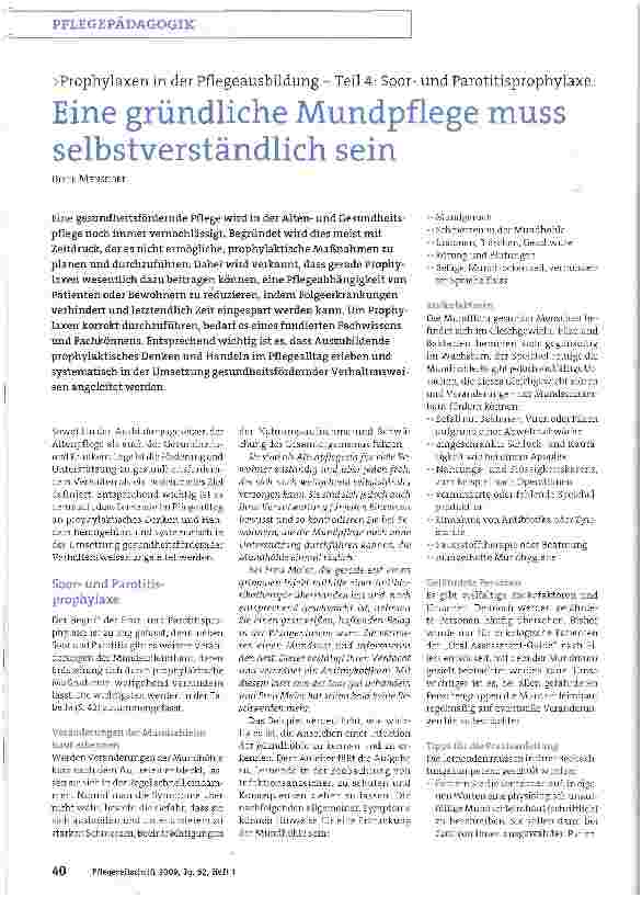 Vorschauseite 1: Eine gründliche Mundpflege muss selbstverständlich sein
