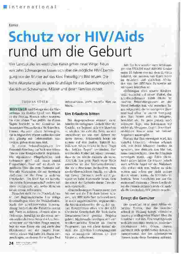 Vorschauseite 1: Schutz vor HIV/Aids rund um die Geburt