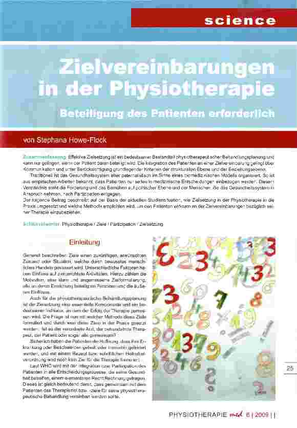 Vorschauseite 1: Zielvereinbarungen in der Physiotherapie