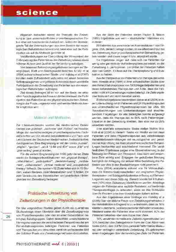 Vorschauseite 2: Zielvereinbarungen in der Physiotherapie