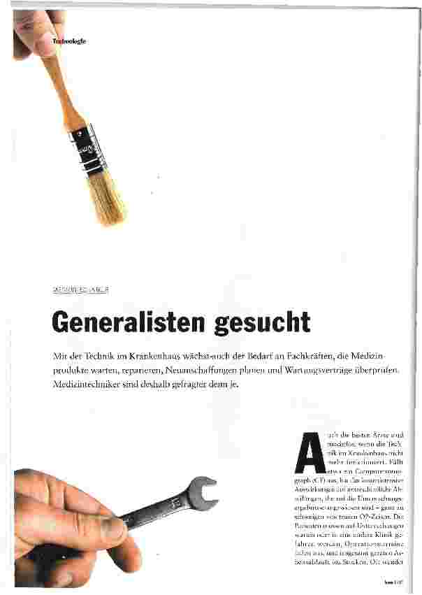 Vorschauseite 1: Generalisten gesucht
