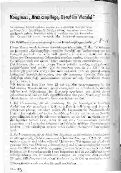 Vorschauseite 1: Kongreß: Krankenpflege, Beruf im Wandel