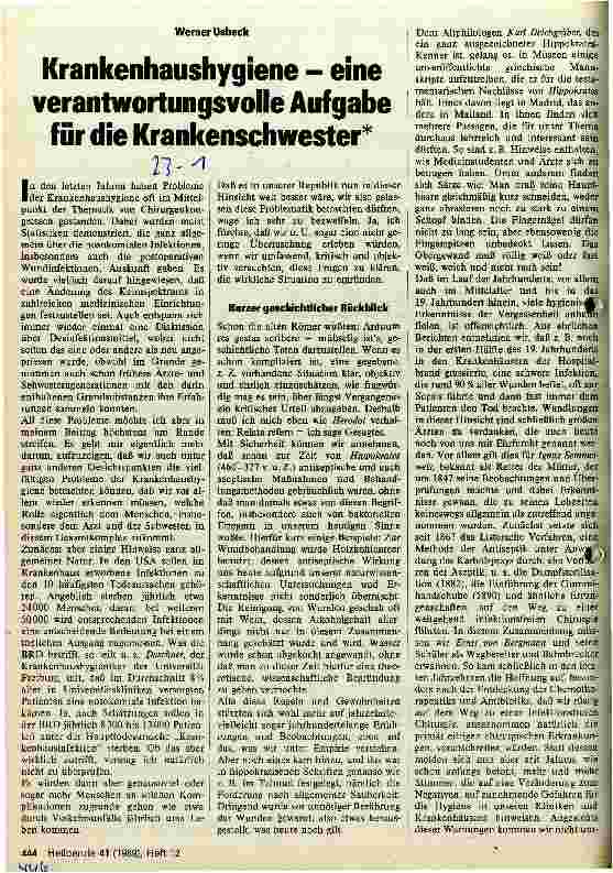 Vorschauseite 1: Krankenhaushygiene - eine verantwortungsvolle Aufgabe für die Krankenschwester