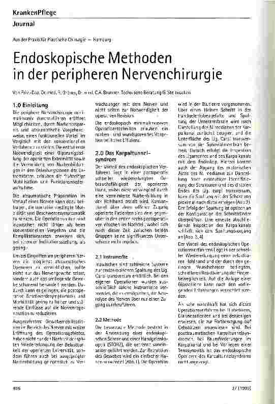 Vorschauseite 1: Endoskopische Methoden in der peripheren Nervenchirurgie