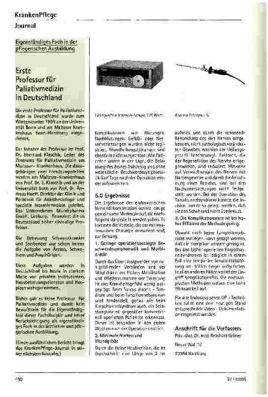 Vorschauseite 5: Endoskopische Methoden in der peripheren Nervenchirurgie