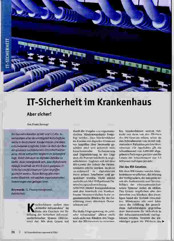 Vorschauseite 1: IT-Sicherheltim Krankenhaus