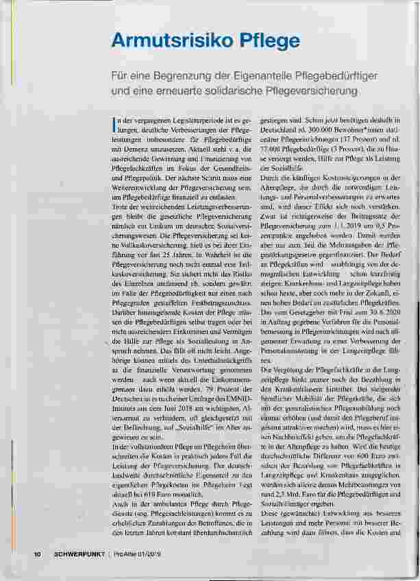 Vorschauseite 1: Armutsrisiko Pflege