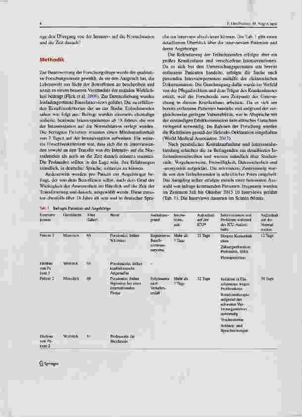 Vorschauseite 3: Der Übergang von der Intensivauf die Normalstation und die Zeit danach. Eine qualitative Studie aus Sicht der Betroffenen und deren Angehörigen