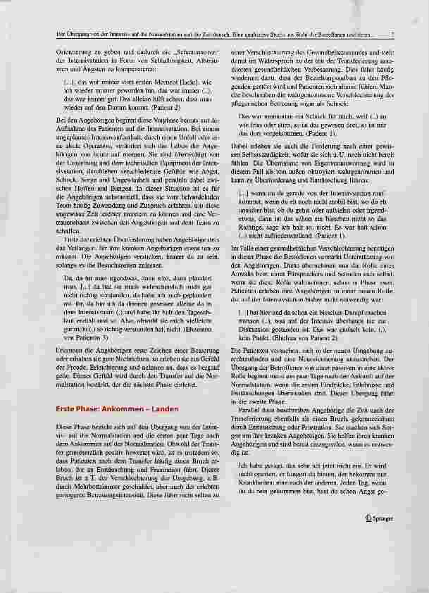 Vorschauseite 6: Der Übergang von der Intensivauf die Normalstation und die Zeit danach. Eine qualitative Studie aus Sicht der Betroffenen und deren Angehörigen