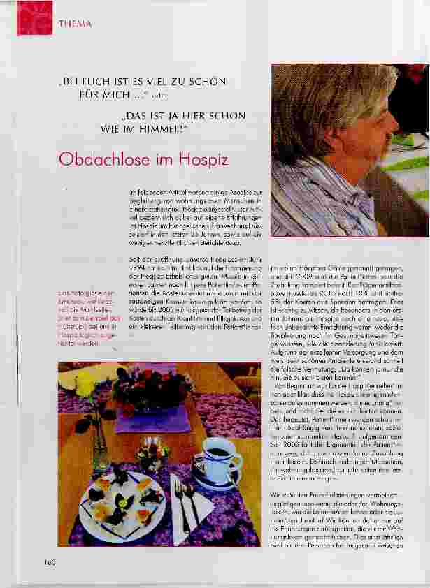 Vorschauseite 1: Obdachlose im Hospiz