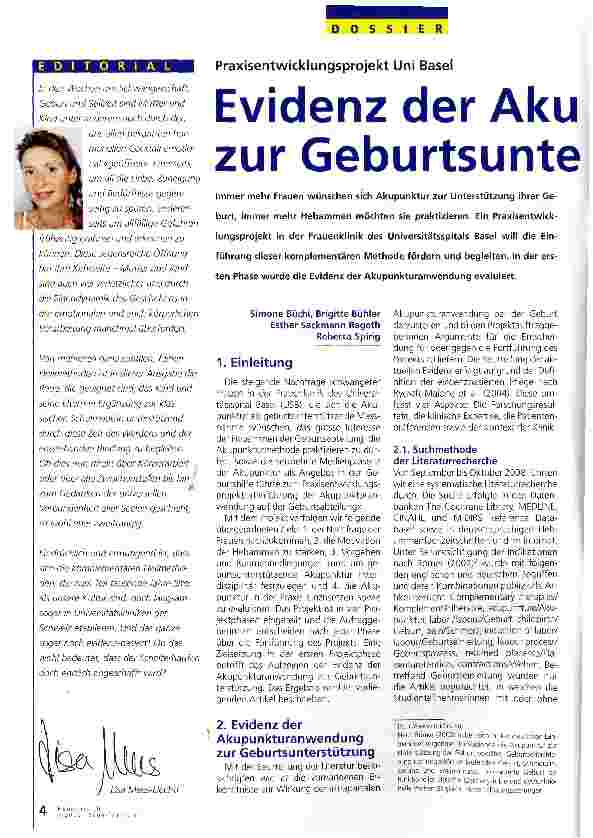 Vorschauseite 1: Evidenz der Akupunkturanwendung zur Geburtsunterstützung