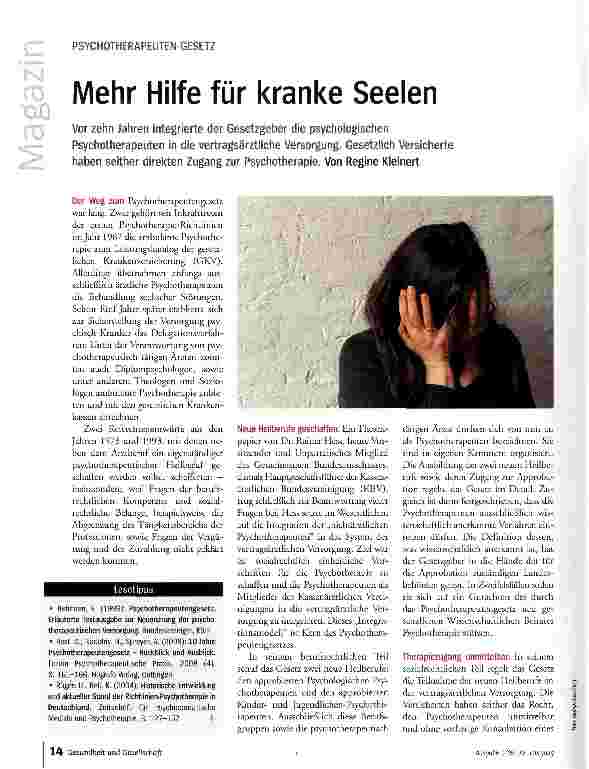 Vorschauseite 1: Mehr Hilfe für kranke Seelen