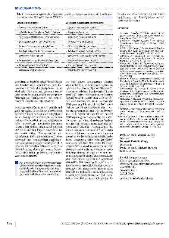Vorschauseite 5: Klinik und Therapie der Claudicatio spinalis bei Spinalkanalstenosen