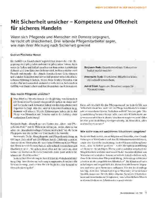 Vorschauseite 1: Mit Sicherheit unsicher- Kompetenz und Offenheit für sicheres Handeln