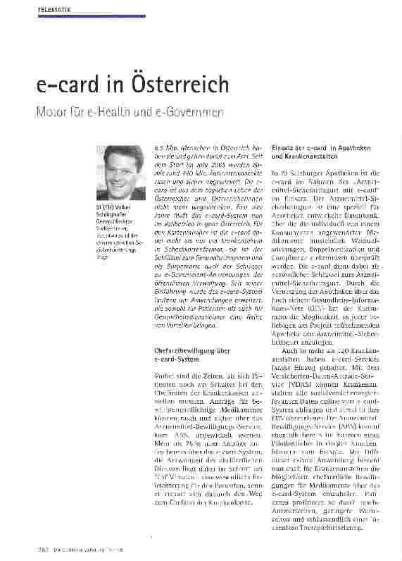 Vorschauseite 1: e-card in Österreich