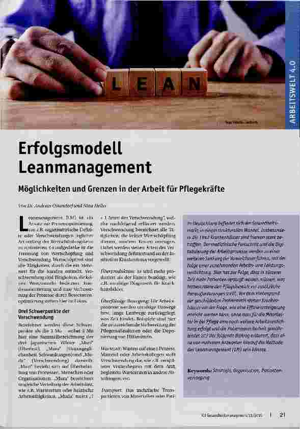 Vorschauseite 1: Erfolgsmodell Leanmanagement
