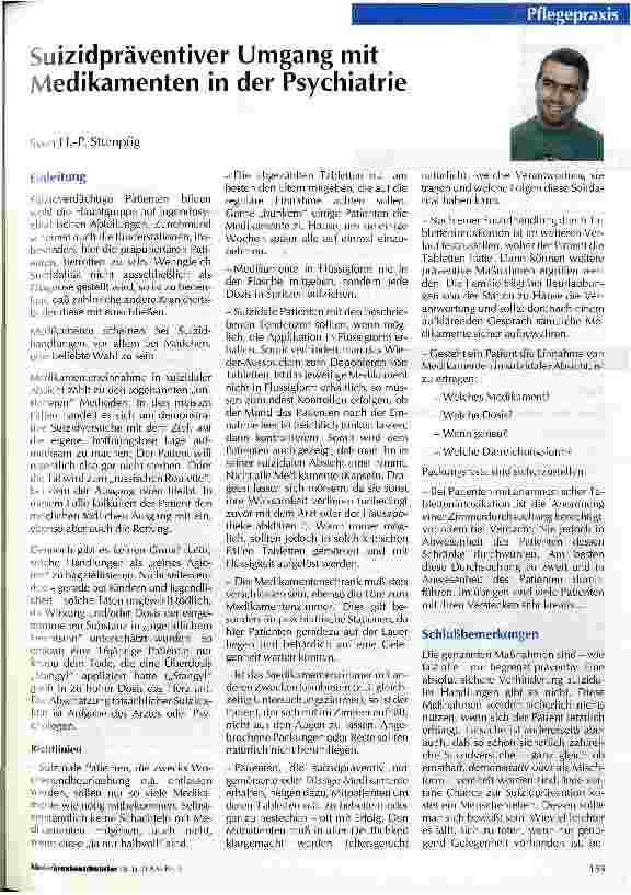 Vorschauseite 1: Suizidpräventiver Umgang mit Medikamenten in der Psychiatrie