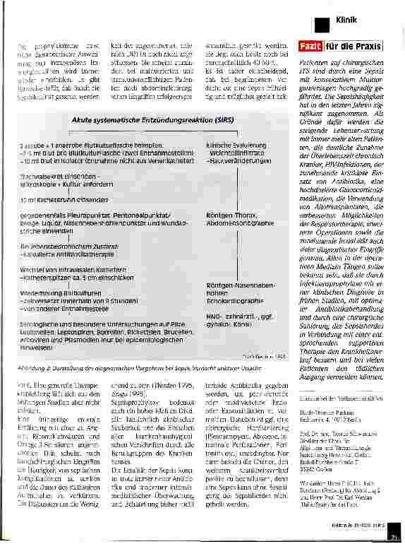Vorschauseite 4: Die Gefahr der Sepsis Prophylaxe, Früherkennung, Therapie Peroperative Therapieprobleme 3. Teil