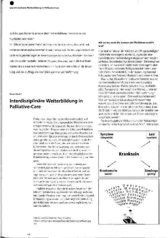 Vorschauseite 1: Interdisziplinäre Weiterbildung in Palliative-Care