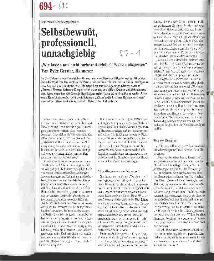 Vorschauseite 1: Selbstbewußt, professionell, unnachgiebig Wir lassen uns nicht mehr mit schönen Worten abspeisen