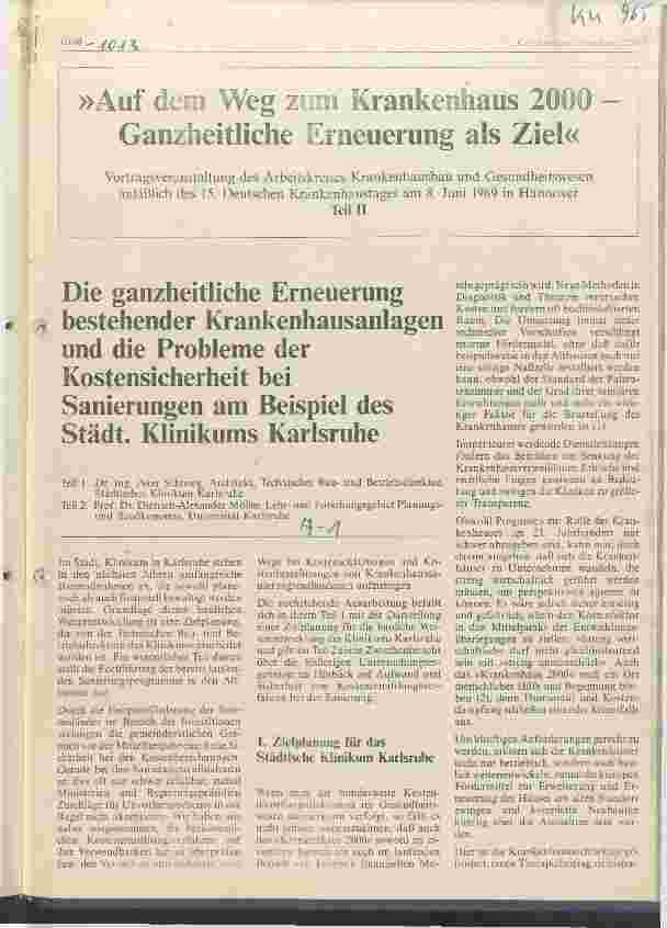 Vorschauseite 1: Auf dem Weg zum Krankenhaus 2000 - Ganzheitliche Erneuerung als Ziel Teil II: Die ganzheitliche Erneuerung bestehender Krankenhausanlagen