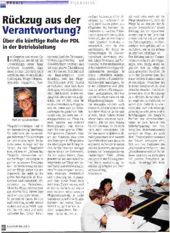 Vorschauseite 1: Rückzug aus der Verantwortung? Über die künftige Rolle der PDL in der Betriebsleitung