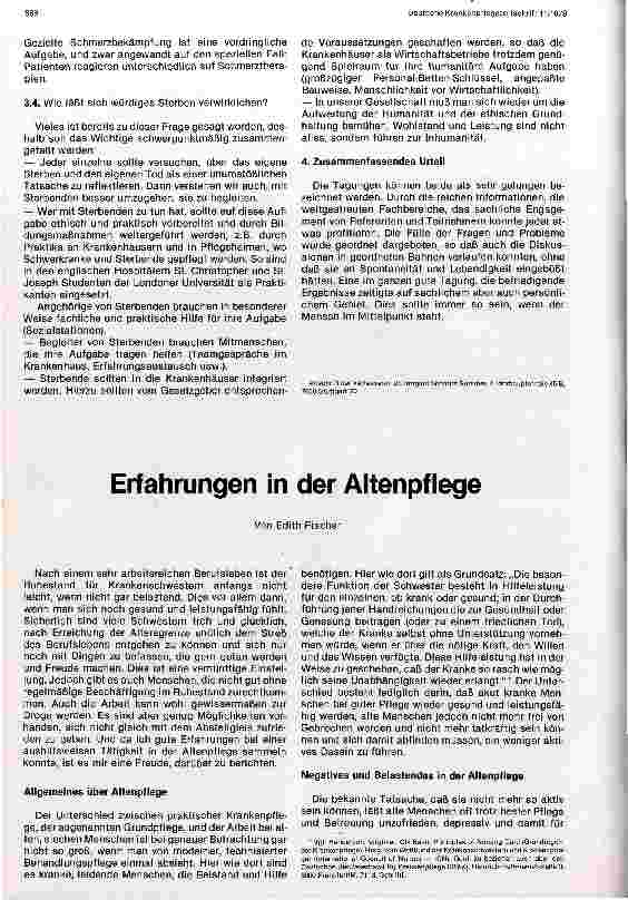 Vorschauseite 1: Erfahrungen in der Altenpflege