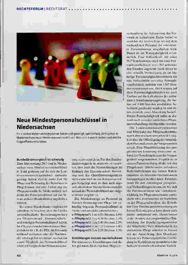 Vorschauseite 1: Neue Mindestpersonalschlüssel in Niedersachsen