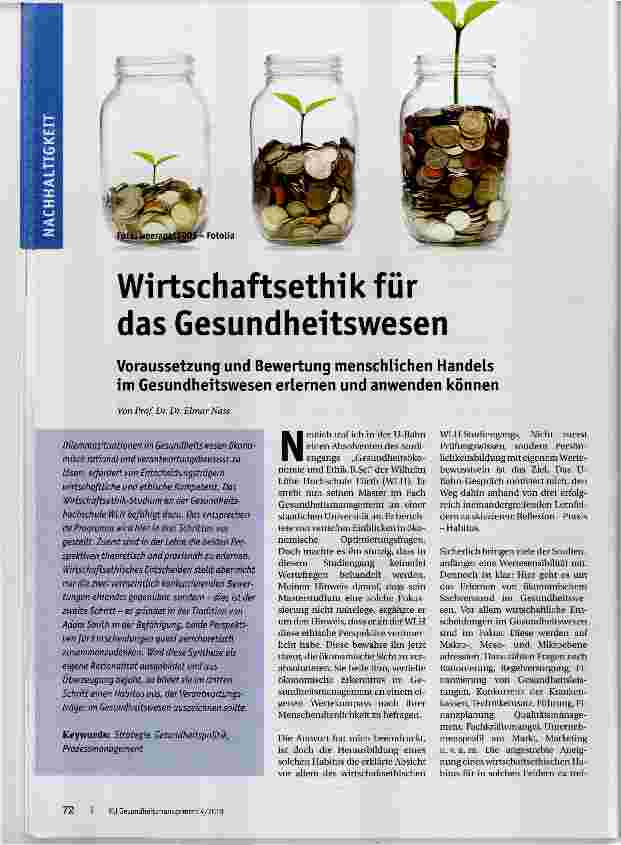 Vorschauseite 1: Wirtschaftsethik für das Gesundheitswesen