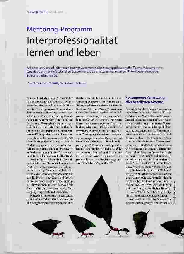 Vorschauseite 1: Mentoring-Programm Interprofessionalität lernen und leben