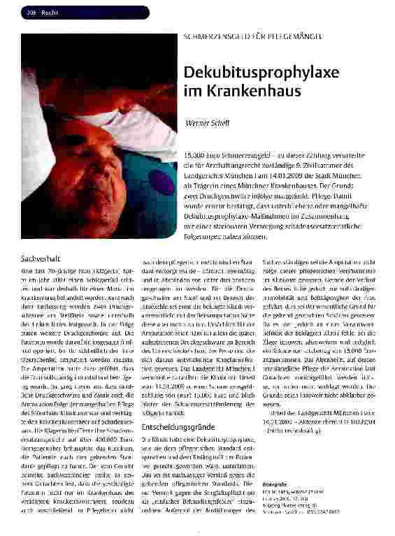 Vorschauseite 1: Dekubitusprophylaxe im Krankenhaus