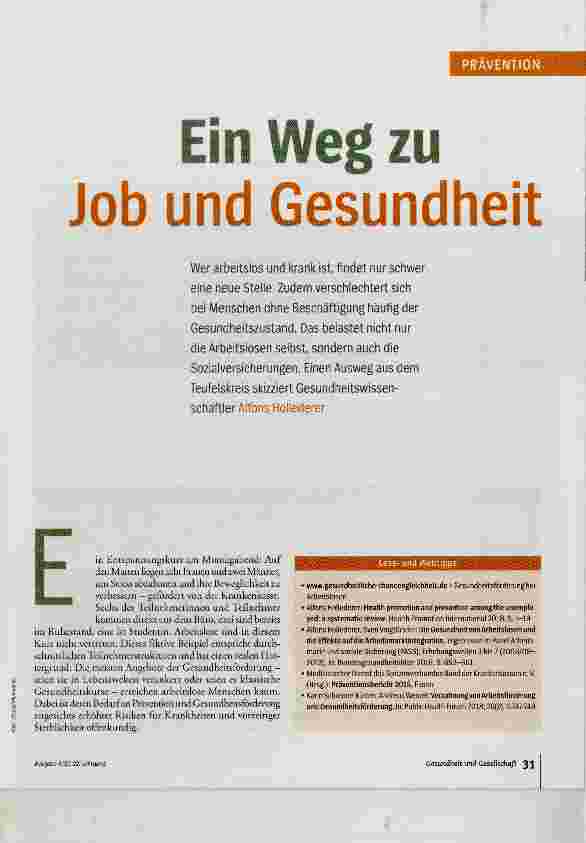 Vorschauseite 1: Ein Weg zuJob und Gesundheit