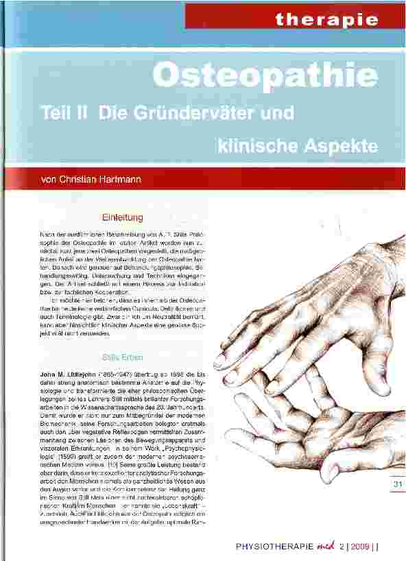 Vorschauseite 1: Osteopathie Teil II Die Gründerväter und klinische Aspekte