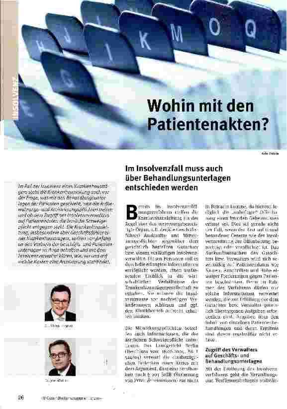Vorschauseite 1: Wohin mit den Patientenakten?