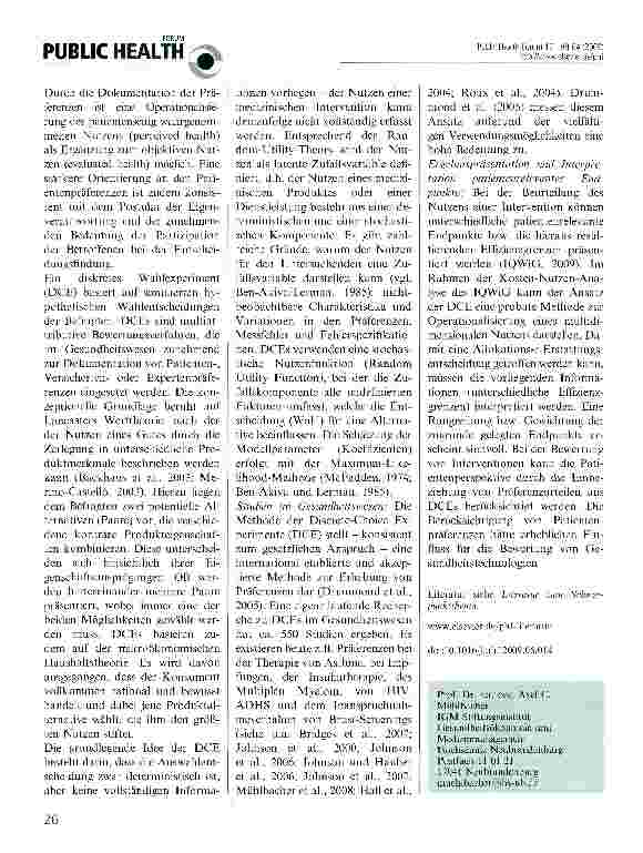 Vorschauseite 2: Entscheidungen auf Basis von Effizienzgrenzen: Berücksichtigung von Patientenpräferenzen