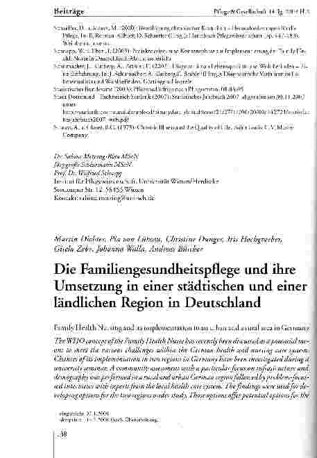 Vorschauseite 1: Die Familiengesundheitspflege und ihre Umsetzung in einer städtischen und einer ländlichen Region in Deutschland