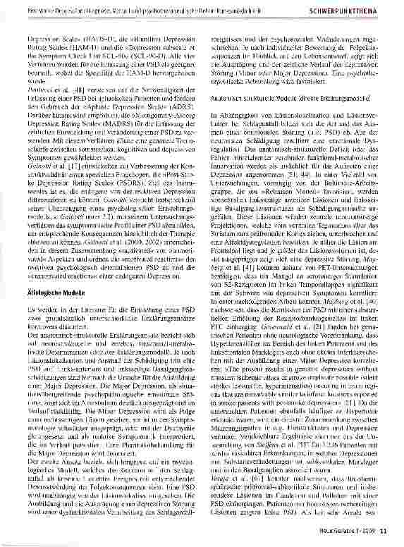 Vorschauseite 3: Poststroke Depression (PSD): Diagnose, Verlauf und psychotherapeutische Behandlungsmöglichkeit