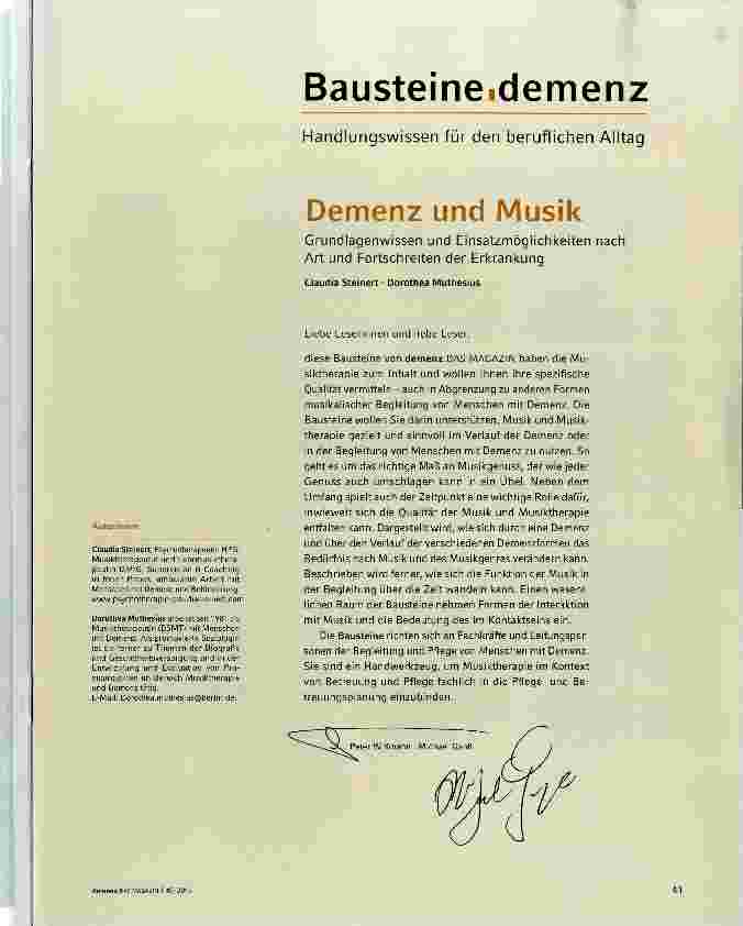 Vorschauseite 1: Demenz und Musik