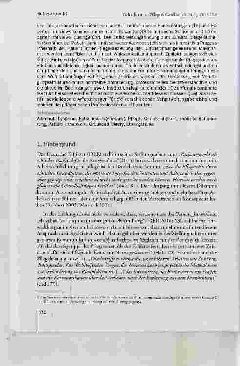 Vorschauseite 2: Gleichzeitigkeit und Entscheidungshandeln im pflegerischen Alltag - eine reflexive Grounded Theory Studie unter Einbezug Goffmans Rahmenanalyse