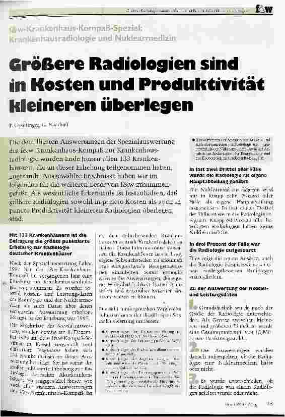 Vorschauseite 1: Größere Radiologien sind in Kosten und Produktivität kleineren überlegen