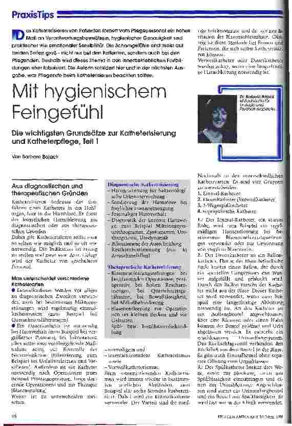 Vorschauseite 1: Mit hygienischen Feingefühl Die wichtigsten Grundsätze zur Katheterisierung und Katheterpflege, Teil 1