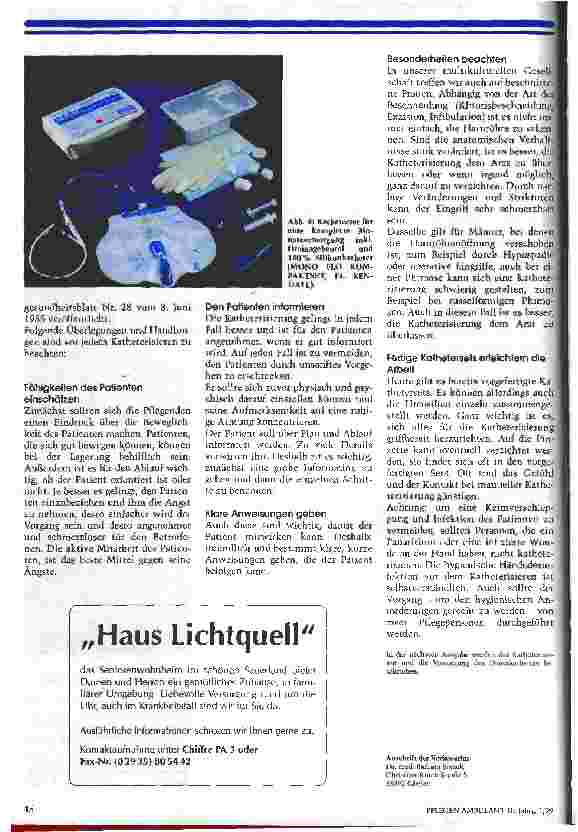 Vorschauseite 3: Mit hygienischen Feingefühl Die wichtigsten Grundsätze zur Katheterisierung und Katheterpflege, Teil 1