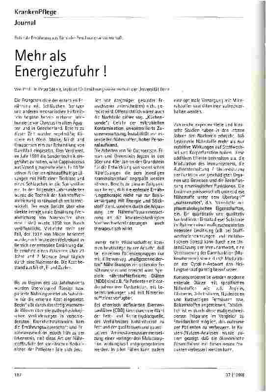 Vorschauseite 1: Mehr als Energiezufuhr!