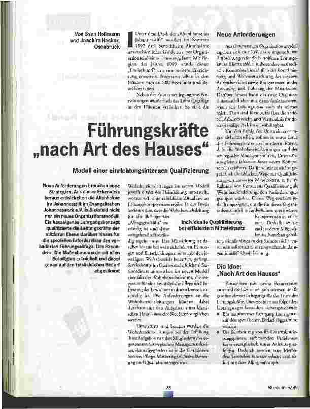 Vorschauseite 1: Führungskräfte nach Art des Hauses Modell einer einrichtungsinternen Qualifizierung