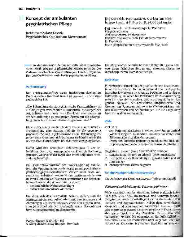 Vorschauseite 1: Konzept der ambulanten psychiatrischen Pflege Institutsambulanz Kassel, Psychiatrisches Krankenhaus Merxhausen