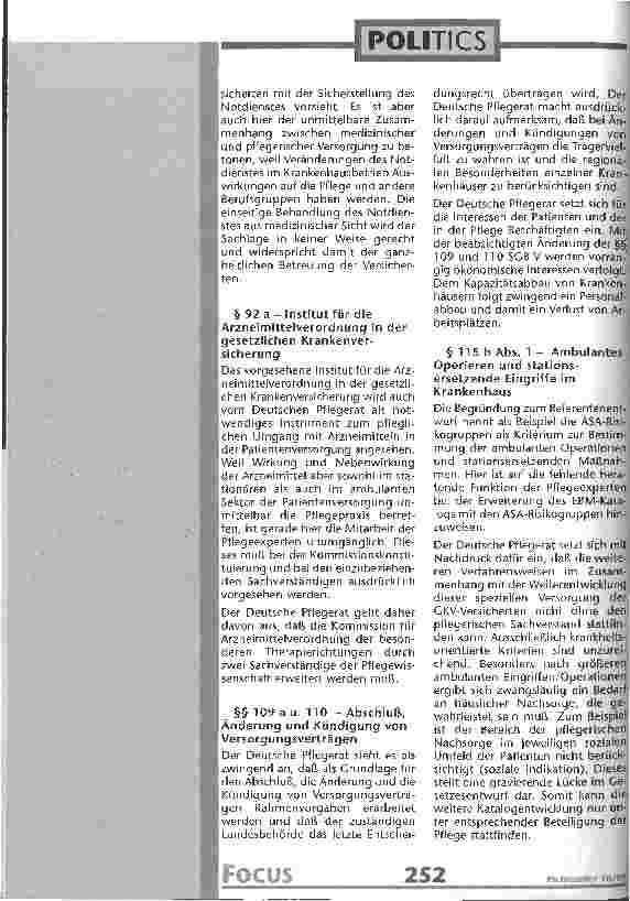 Vorschauseite 3: Deutscher Pflegerat. Stellungnahme Gesundheitsreform 2000