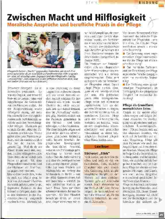 Vorschauseite 1: Zwischen Macht und Hilflosigkeit Moralische Ansprüche und berufliche Praxis in der Pflege