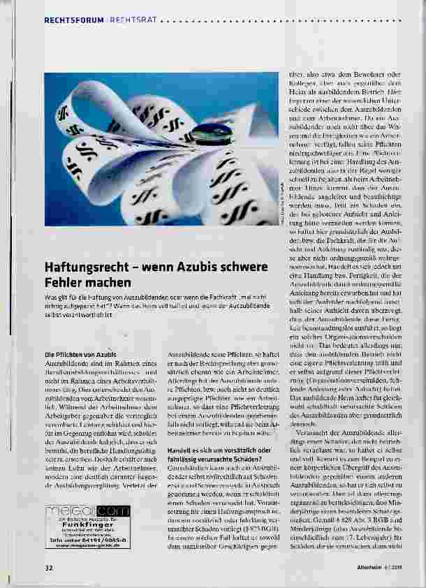 Vorschauseite 1: Haftungsrecht - wenn Azubis schwere Fehler machen