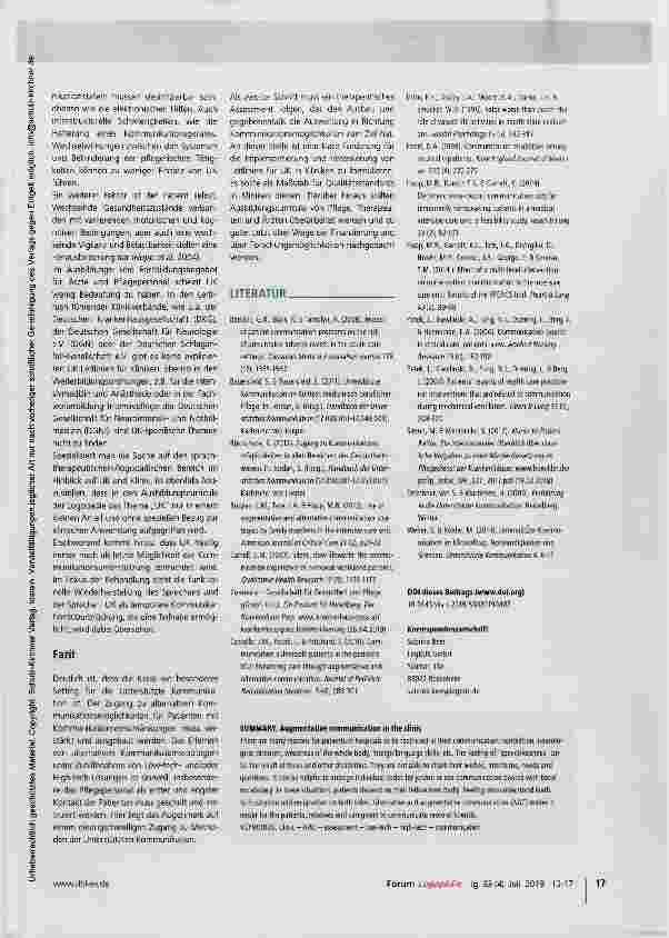 Vorschauseite 6: Unterstützte Kommunikation in der Klinik